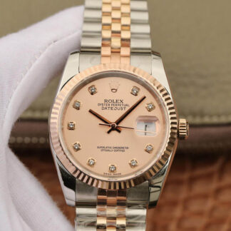 Rolex 116231 Diamond-set Pink Dial GM Factory | UK Replica - 1:1 best edition replica watches store, high quality fake watches