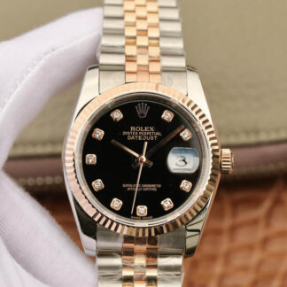 Rolex 116231 Black Diamond Dial GM Factory | UK Replica - 1:1 best edition replica watches store, high quality fake watches